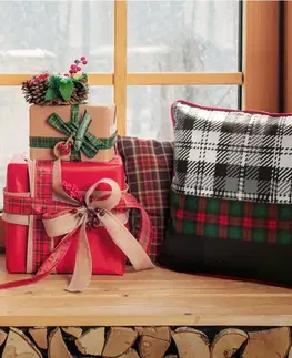 Dekorační povlaky na polštáře Designový kostkovaný vánoční povlak na polštář