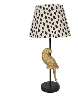 Lampy Stolní lampa s dekorací zlatého papouška – Ø 25*51 cm / E27 Clayre & Eef 6LMC0032