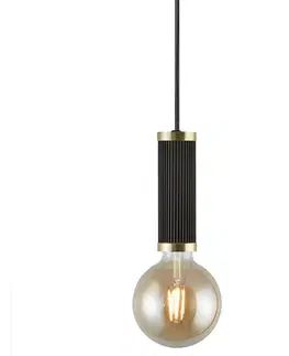 Moderní závěsná svítidla NORDLUX závěsné svítídlo Galloway 40W E27 černá / mosaz 2011053003