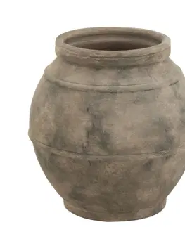 Dekorativní vázy Šedo-hnědá antik keramická dekorační váza Vintage - Ø 38*38cm J-Line by Jolipa 17885