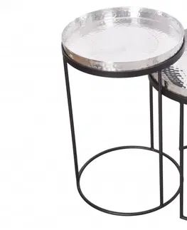 Luxusní a designové příruční stolky Estila Art-deco set kulatých příručních stolků Elements stříbrná 53cm