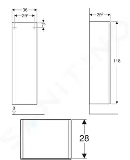 Koupelnový nábytek GEBERIT Smyle Square Skříňka vysoká 1180x360 mm, lesklá bílá 500.361.00.1