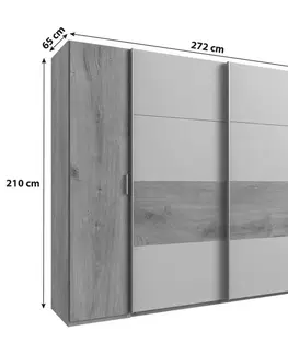 Šatní skříně s otočnými dveřmi Šatní Skříň Oslo Šířka 272cm