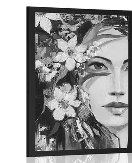 Černobílé Plakát originální malba ženy v černobílém provedení