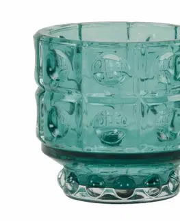 Svícny Tyrkysový skleněný svícen Bobbi turquoise - Ø 9*8,5 cm Light & Living 7751293