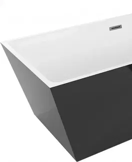 Sifony k pračkám MEXEN/S Lita volně stojící vana 170 x 75 cm, bílá/černá, sifon a přepad grafit metal 52121707575-95