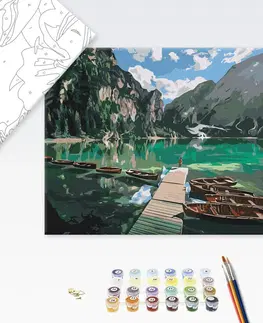 Příroda Malování podle čísel jezero v obklopení Dolomit