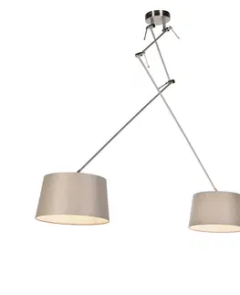 Zavesna svitidla Závěsná lampa s plátěnými odstíny taupe 35 cm - ocel Blitz II