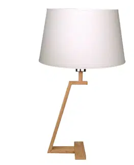 Stolní lampy Aluminor Stolní lampa Memphis LT ze dřeva a látky, bílá