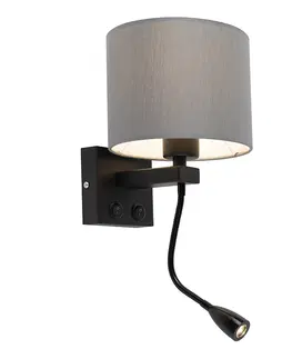 Nastenna svitidla Moderní nástěnná lampa černá se šedým odstínem - Brescia