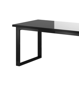 Jídelní stoly DEJEON rozkládací stůl, černá/černé sklo