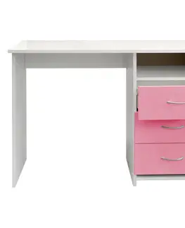 Psací a PC stoly Psací stůl 44 růžová/bílá