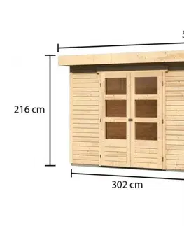 Dřevěné plastové domky Dřevěný zahradní domek ASKOLA 6 s přístavkem 280 Lanitplast Šedá