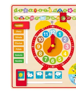 Hračky WOODY - Víceúčelový kalendář s hodinami CZ