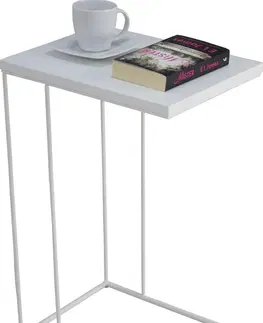 Barové stolky ArtAdrk Příruční stolek DRU | bílé nohy Barva: Beton