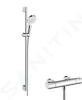 Sprchy a sprchové panely HANSGROHE Crometta Sprchový set Vario s termostatem Ecostat 1001 CL, 2 proudy, bílá/chrom 27812400