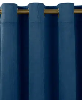 Záclony Závěs Homede Vila se zlatými průchodkami modrý, velikost 400x225