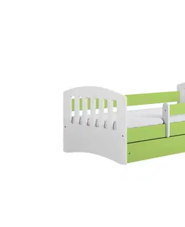 Dětské postýlky Kocot kids Dětská postel Classic I zelená, varianta 80x160, se šuplíky, s matrací