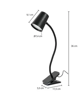 Stolní lampy a lampičky s klipem Lindby Stolní lampa LED Lindby Ailina, objímková základna, černá
