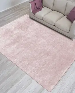 Chlupaté koberce Růžový koberec s vyšším vlasem