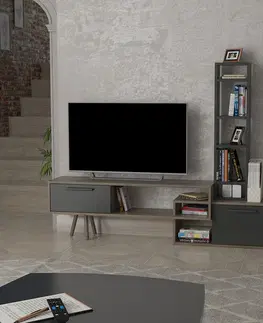 Obývací stěny a sestavy nábytku Televizní stěna LAGO antracit ořech