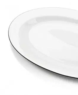 Talíře Affekdesign Porcelánový talíř SIMPLE oválný bílý