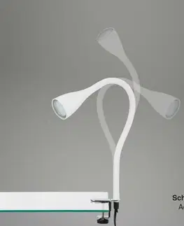 LED stolní lampy BRILONER Flexibilní svítidlo se svorkou 60 cm 1xGU10 3W 250lm bílé BRI 2762-016P