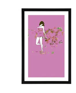 Ženy Plakát s paspartou dívka v objetí růžové