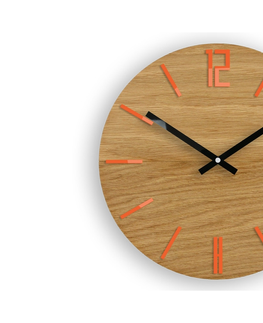 Hodiny ModernClock Nástěnné hodiny Carlo Wood hnědo-oranžové