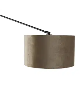 Nastenna svitidla Nástěnná lampa černá s velurovým stínidlem taupe 35 cm nastavitelná - Blitz