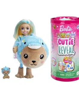 Hračky panenky MATTEL - Barbie Cutie Reveal Chelsea V Kostýmu - Medvídek V Modrém Kostýmu Delfína