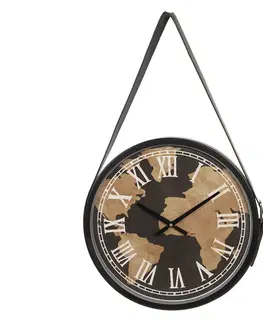 Hodiny Nástěnné závěsné hodiny s potiskem světadílů – Ø 42*4 cm / 1*AA Clayre & Eef 6KL0698