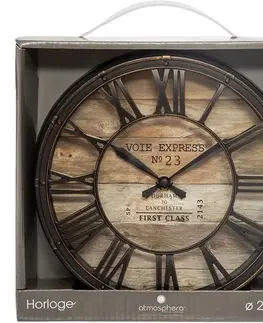 Hodiny DekorStyle Nástěnné hodiny Lona vintage hnědé