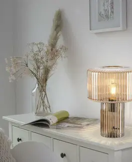 Designové stolní lampy PAUL NEUHAUS stolní lampa jantarová barva, sklo tvaru houby, pr.25cm, vypínač