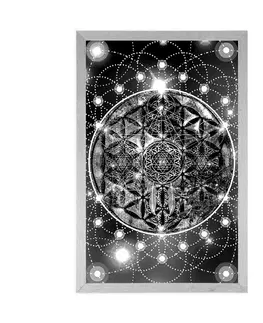 Černobílé Plakát okouzlující Mandala v černobílém provedení