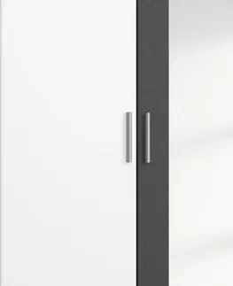 Šatní skříně s otočnými dveřmi Skříň S Otočnými Dveřmi Borneo Š: 181cm Šedá/bílá