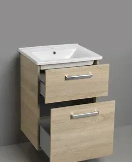 Koupelnový nábytek AQUALINE VEGA umyvadlová skříňka 51,5x72,6x43,6cm, 2x zásuvka, dub platin VG853