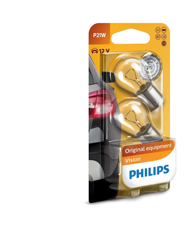Žárovky Philips SADA 2x Autožárovka Philips VISION 12498B2 P21W BA15s/21W/12V 