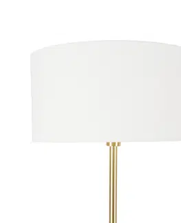 Stojaci lampy Stojací lampa mosaz se stínidlem bílá 50 cm - Simplo