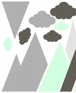 Příroda Krásná mentolovo šedá nálepka na zeď abstraktní hory 100 x 200 cm