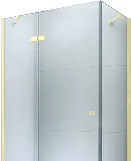 Sprchové vaničky MEXEN/S Roma sprchový kout otevírací 110x100 cm, sklo transparent, zlatá + vanička 854-110-100-50-00-4010