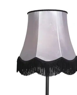 Stojaci lampy Klasická stojací lampa černá s odstínem šedé Granny B - Simplo