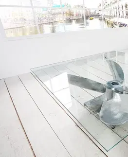 Designové a luxusní konferenční stolky Estila Stylový konferenční stolek Helic I ve tvaru lodního šroubu v stříbrném provedení 85cm