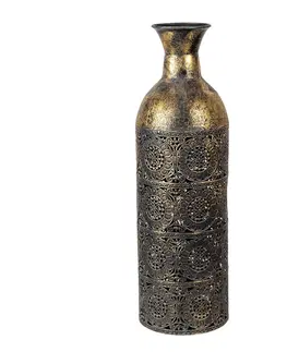 Dekorativní vázy Zlatá dekorační váza s patinou se vzorem Joslin - Ø 14*47 cm Clayre & Eef 6Y4497L