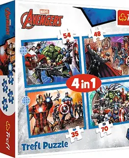 Hračky puzzle TREFL - Puzzle 4v1 - Odvážní Avengeři / Disney Marvel The Avengers