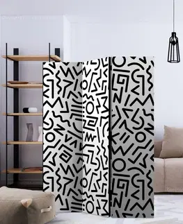 Paravány Paraván Black and White Maze Dekorhome 225x172 cm (5-dílný)
