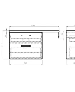 Koupelnový nábytek AQUALINE VEGA sestava koupelnového nábytku, š. 125 cm, dub platin VG883-02