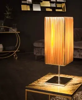 Luxusní a designové stolní lampy Estila Moderní stolní lampa Paris s látkovým stínítkem zlaté barvy 43cm