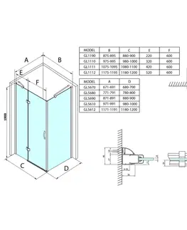 Sprchové kouty GELCO LEGRO Sprchové dveře k boční stěna 1100 čiré sklo, GL1111 GL1111