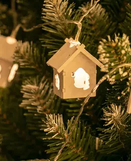 Vánoční řetězy a lamety DecoKing Vánoční světelný řetěz CRALA s dřevěným domečkem bílý